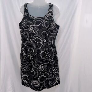 Gap Womens Black Gray Paisley Lined Sleeveless Dress Size 12